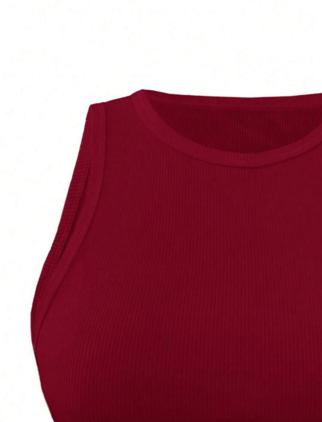 Basic Ribbed Tank Top With High Neckline