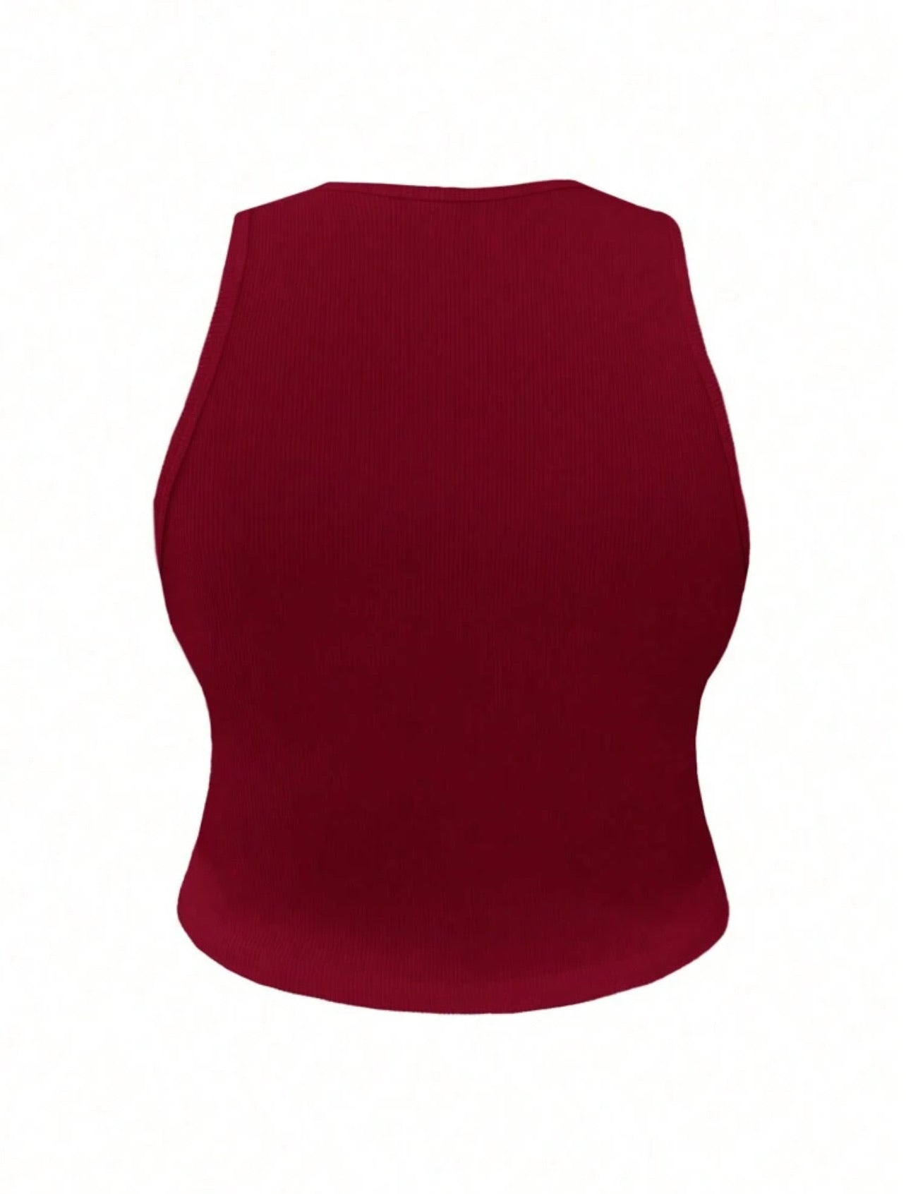 Basic Ribbed Tank Top With High Neckline