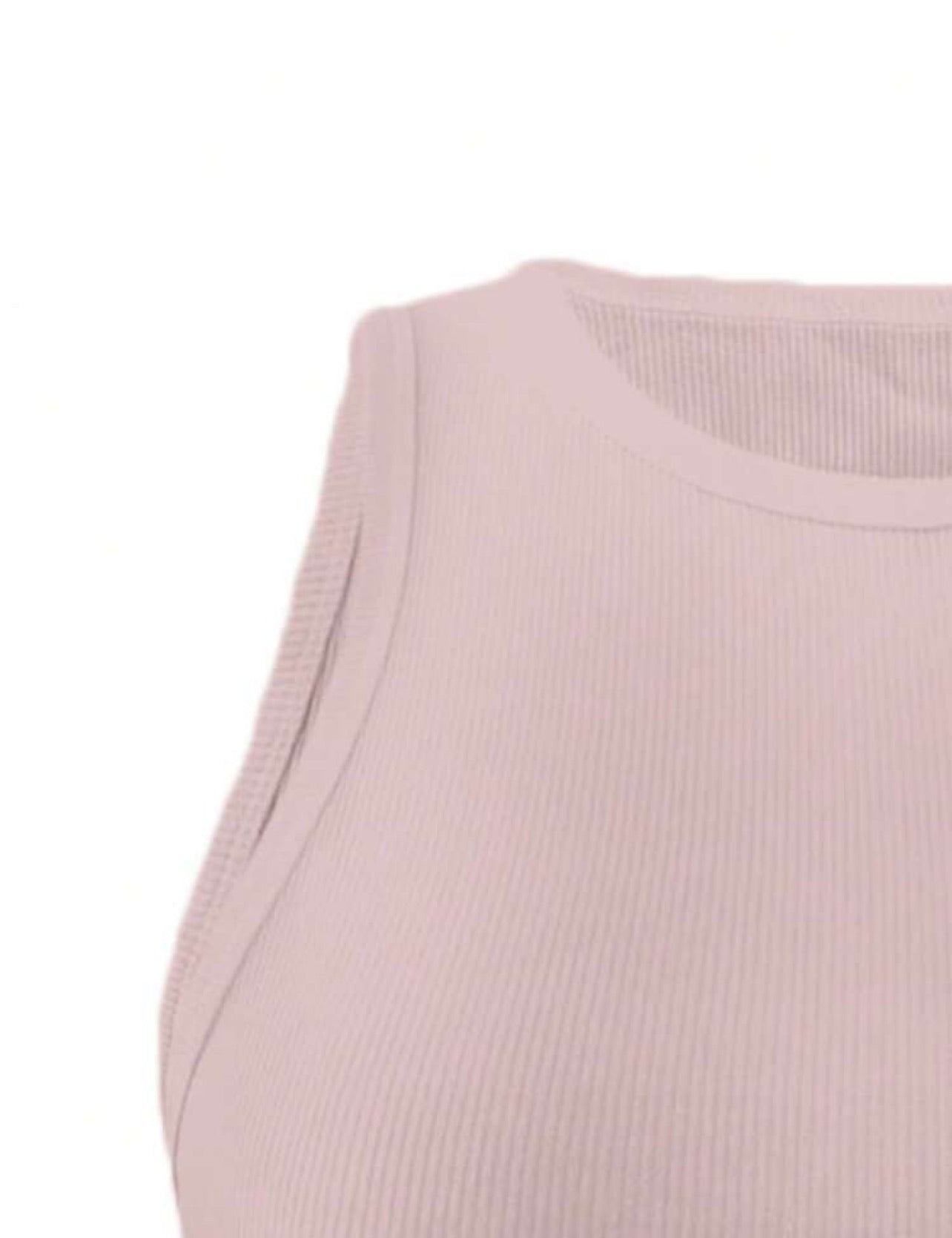 Basic Ribbed Tank Top With High Neckline