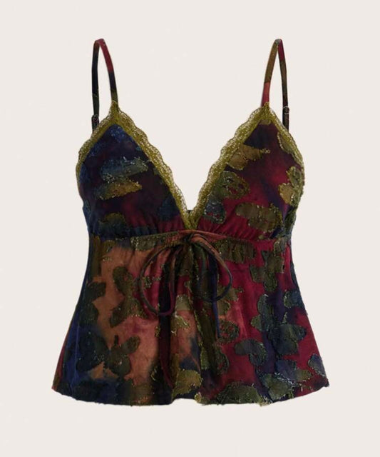 Butterfly pattern Ombre Lace Cami Top