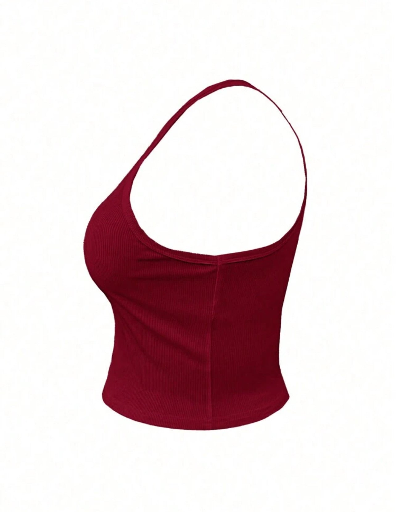 Basic Ribbed Tank Top With High Neckline