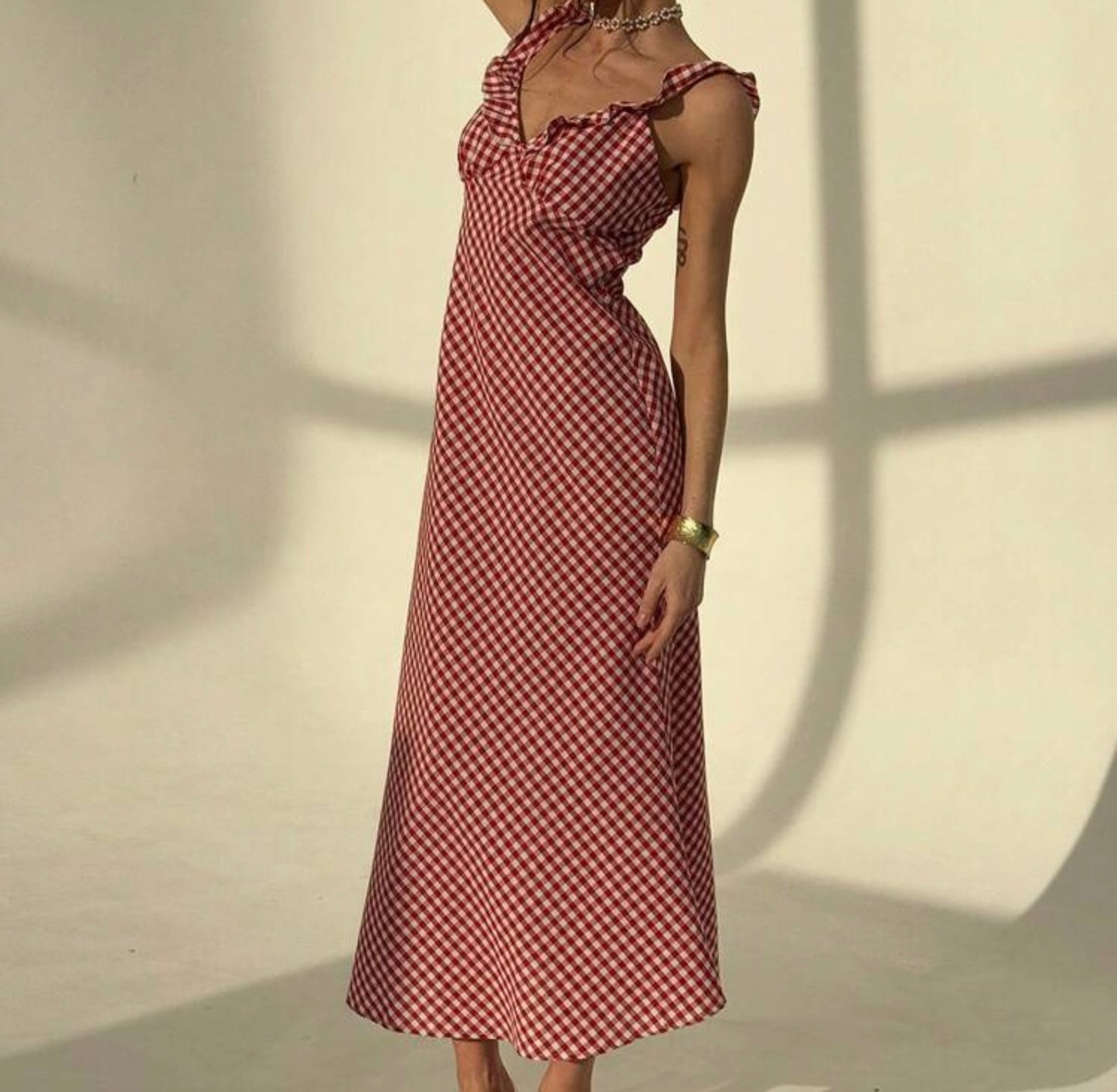 Casual Midi Plaid Dress