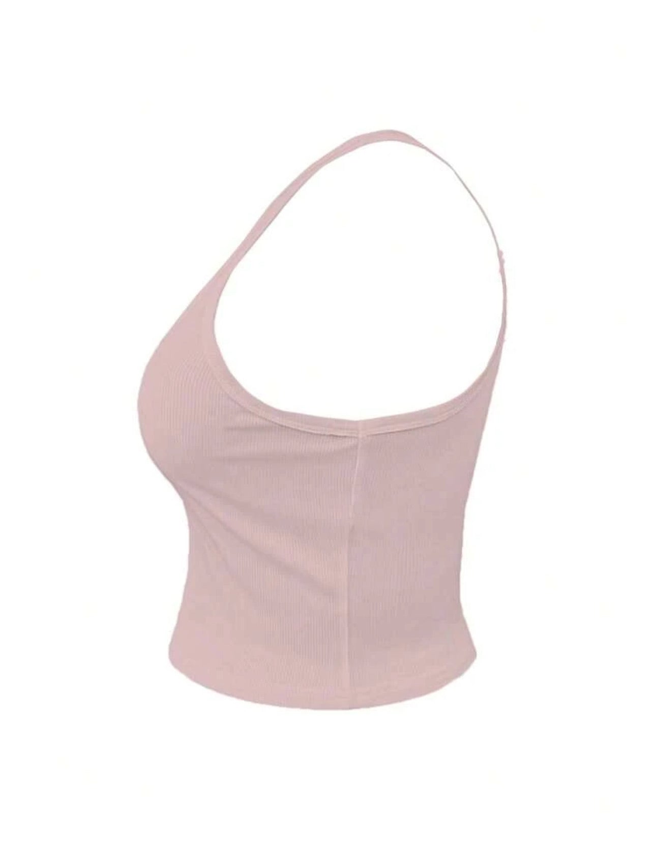 Basic Ribbed Tank Top With High Neckline