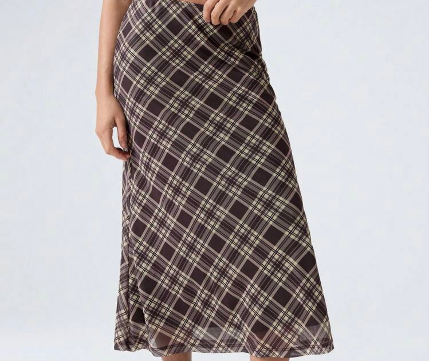 Plaid Mesh Skirt