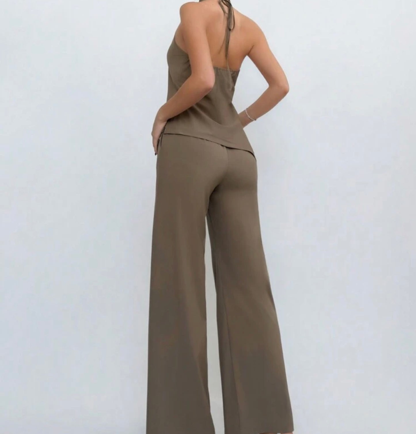 Asymmetric Halter Top & Matching Trousers Set