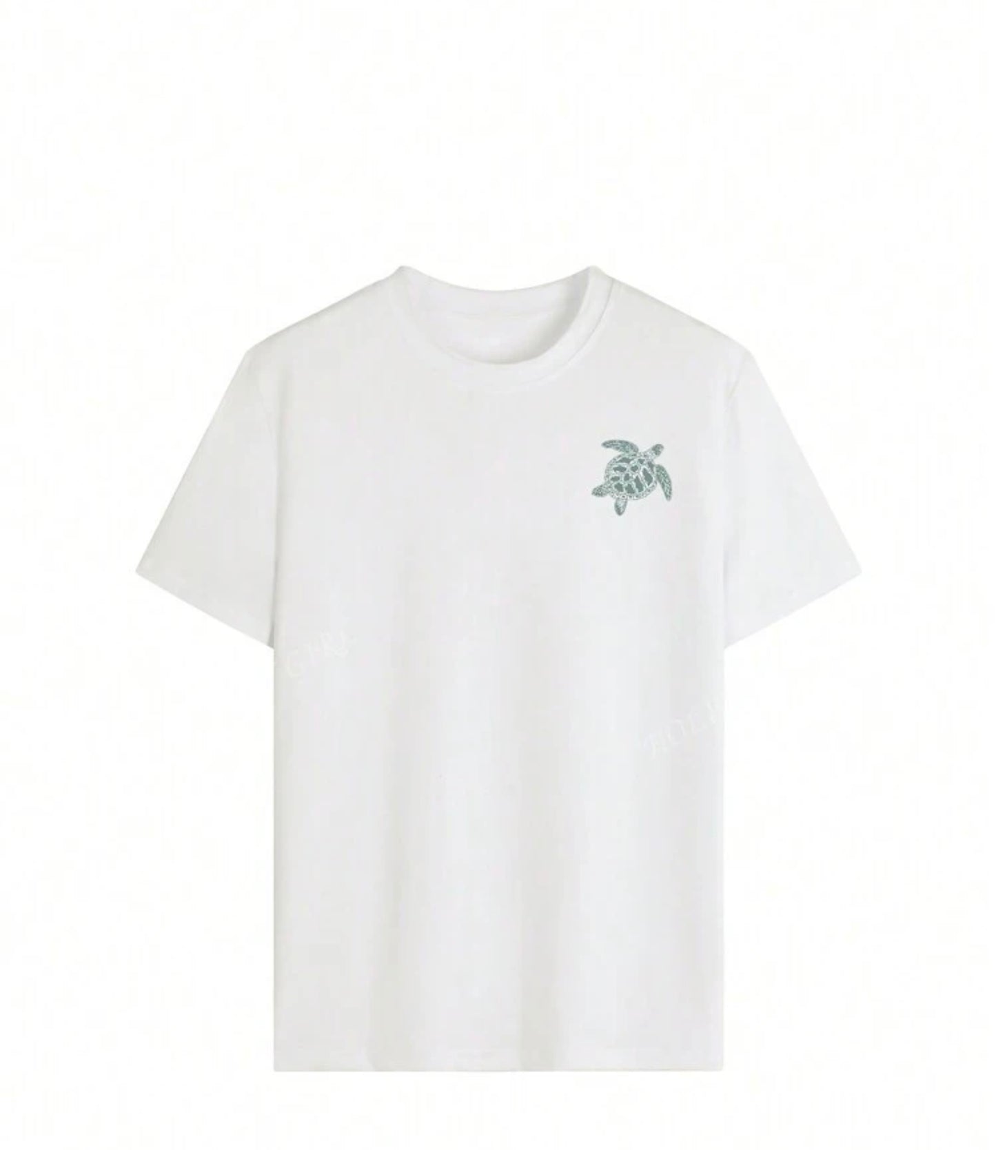 White Turtle Print T-Shirt