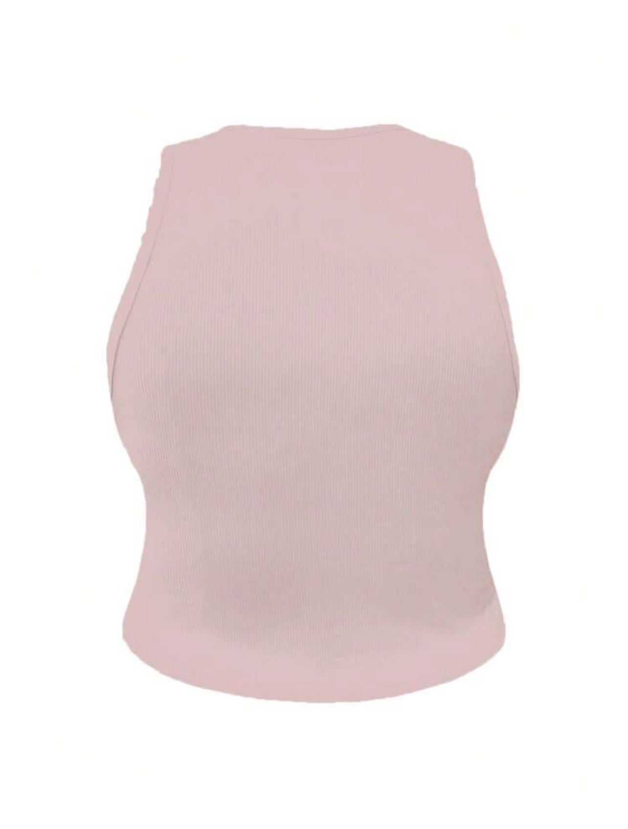 Basic Ribbed Tank Top With High Neckline