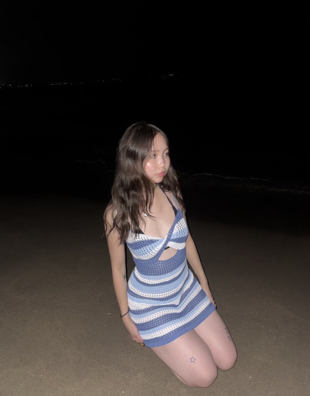 Striped Crochet Mini Dress