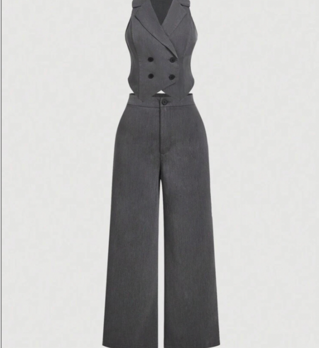 Collar Vest & Pants Set