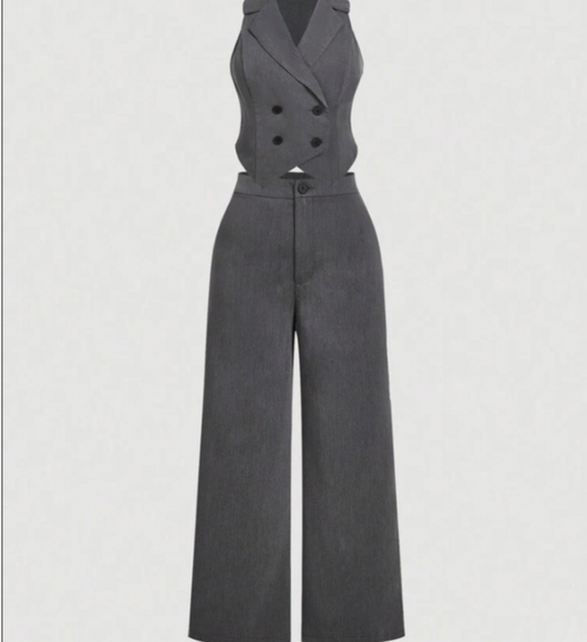 Collar Vest & Pants Set