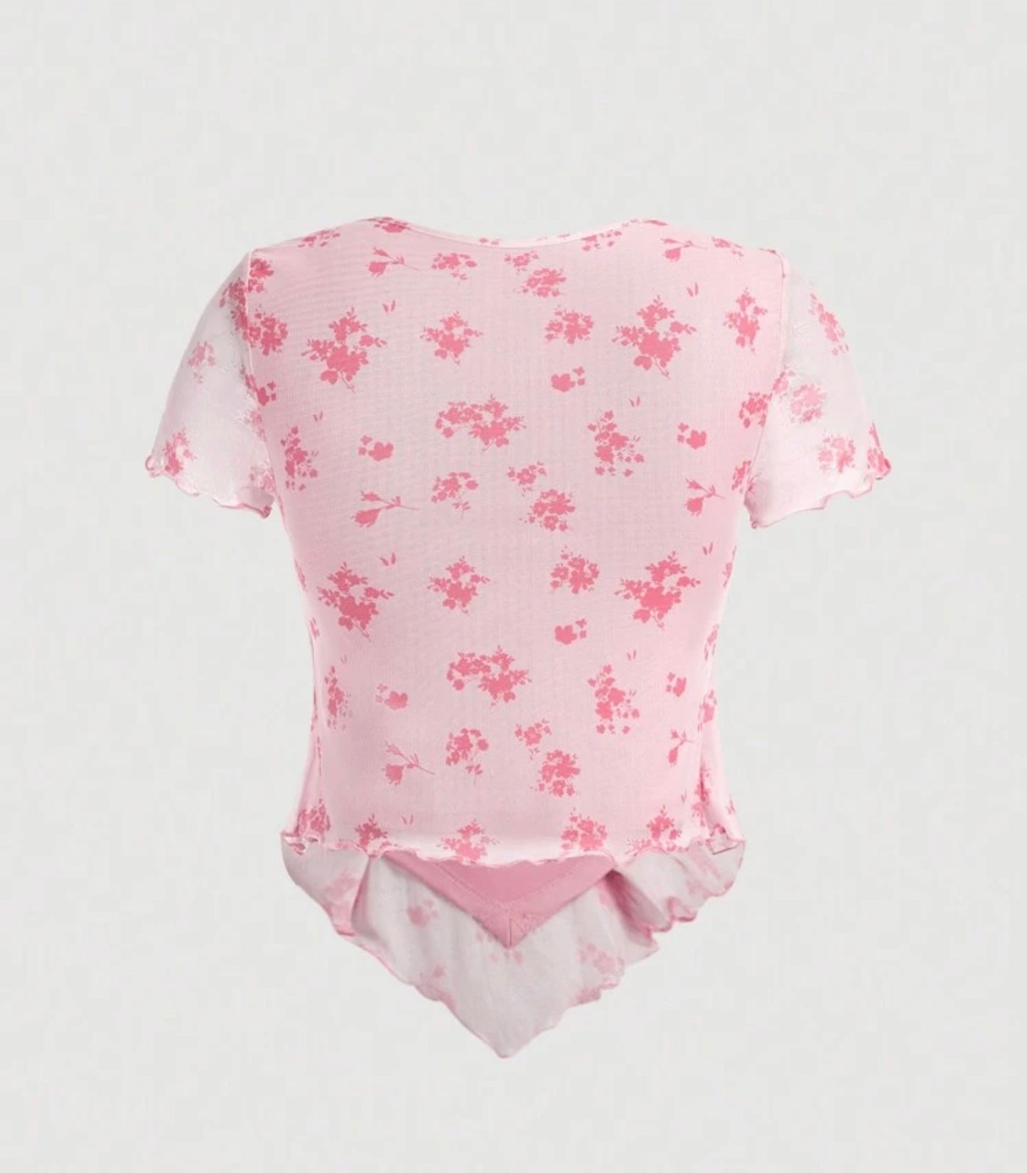 Short Sleeves Asymmetric Floral Print Top