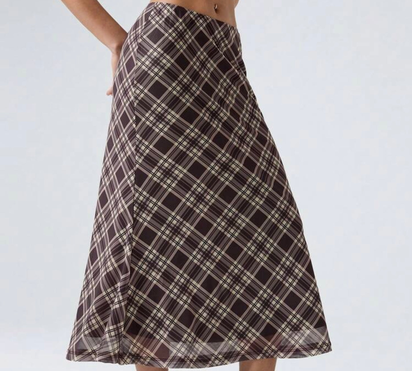 Plaid Mesh Skirt