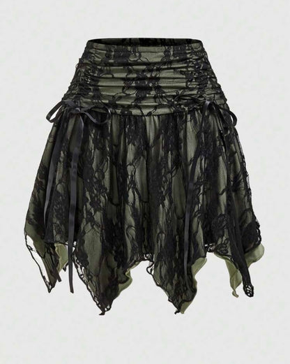 Patchwork Lace Asymmetric Skirt