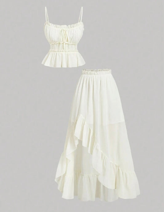 Ruched Strap Top & Maxi Skirt Set