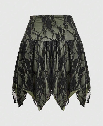 Patchwork Lace Asymmetric Skirt