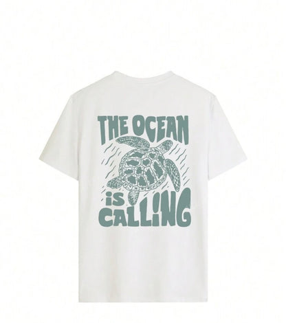 White Turtle Print T-Shirt