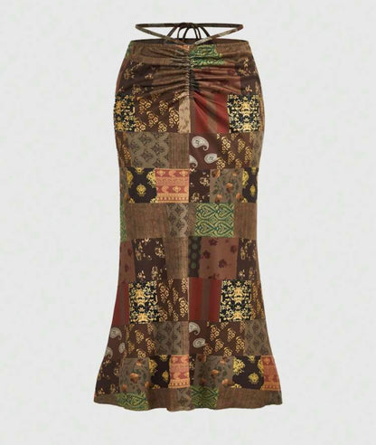 Drawstring Ruched Skirt