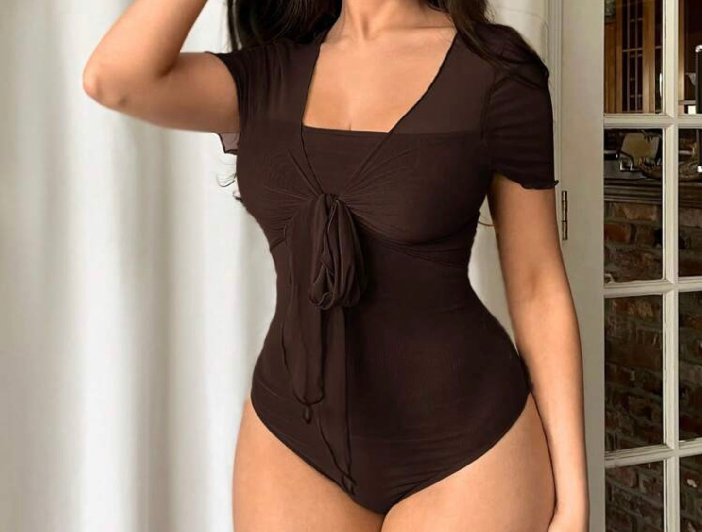 Bow Front Sleeveless Bodysuit