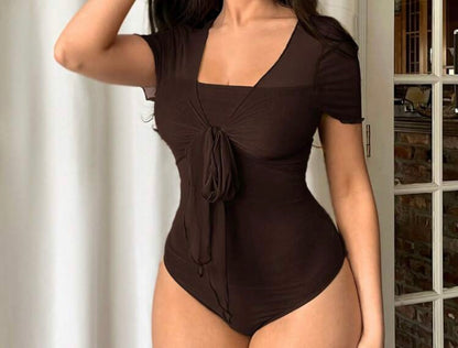 Bow Front Sleeveless Bodysuit