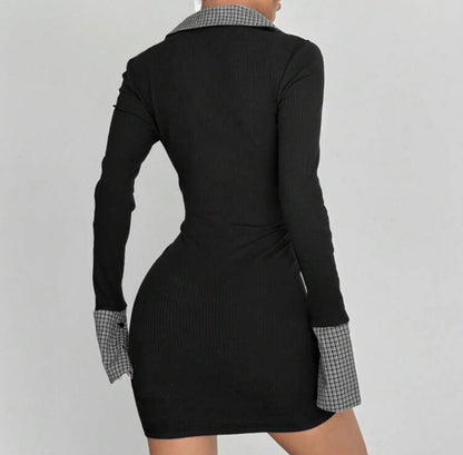Knitted Patchwork Mini Dress