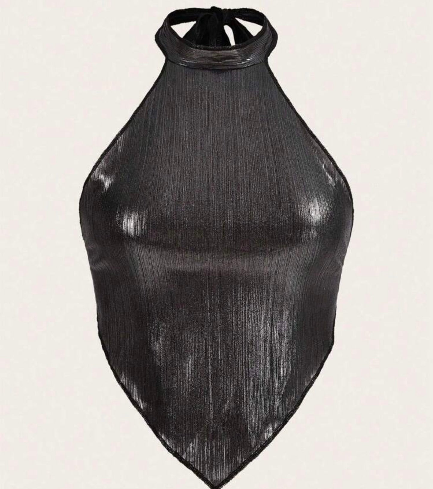 Metallic Hanky Hem Halter Top