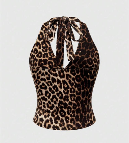 Leopard Halter Neck Top