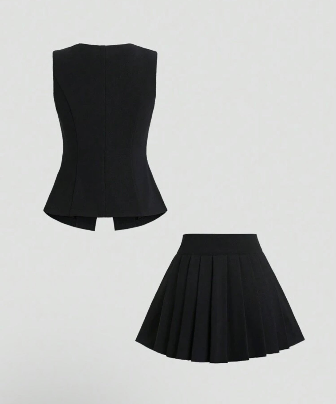 Cardigan & Pleated Mini Skirt Set