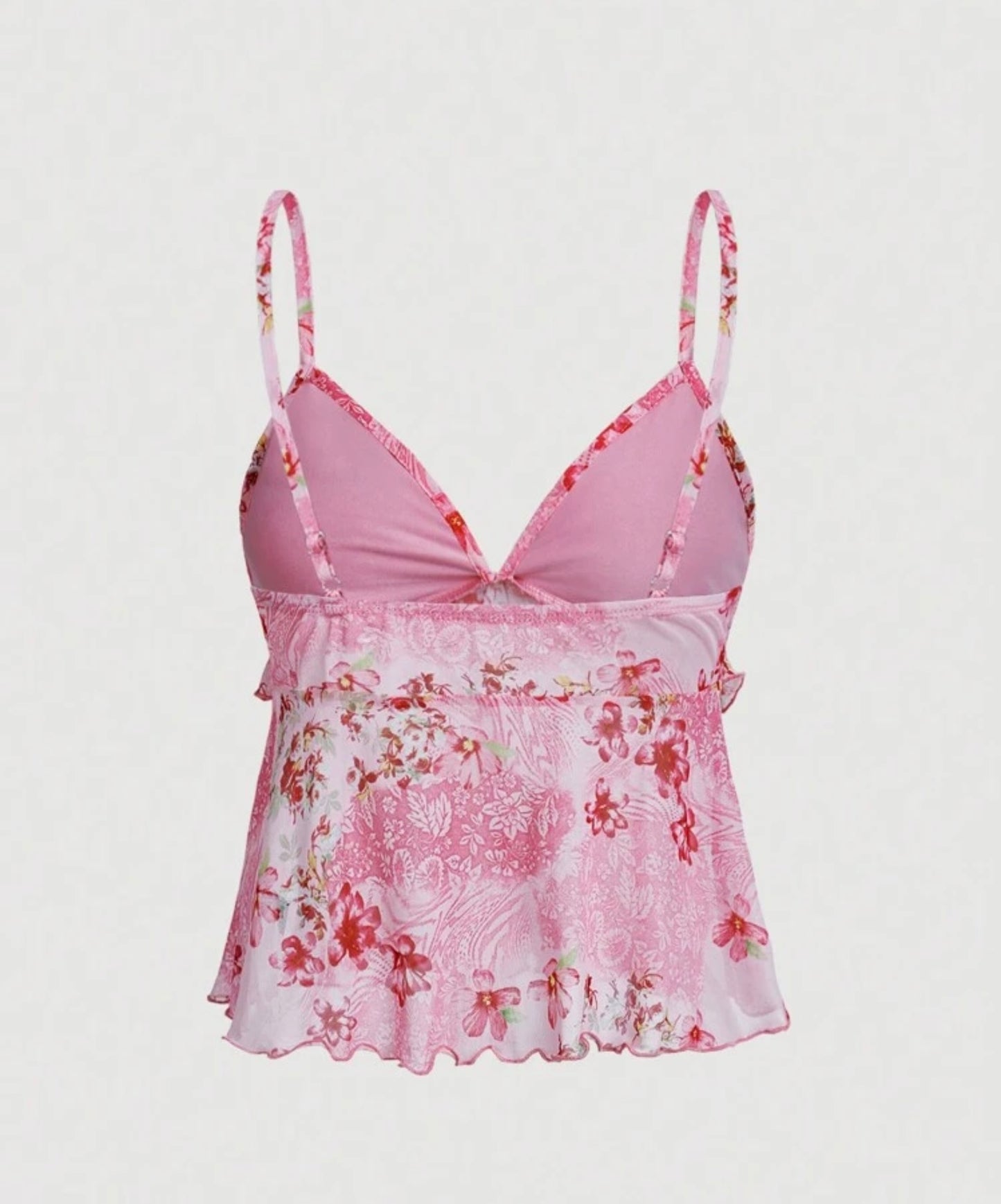 Floral Cami Top With Ruffle Trim