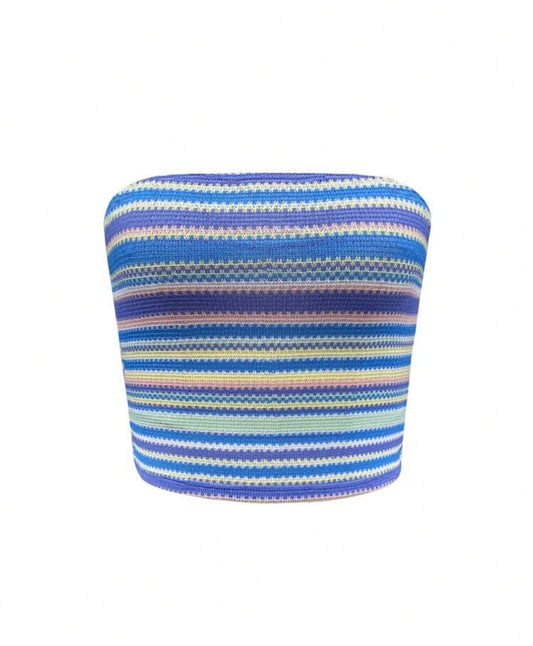Striped Knit Bandeau Top