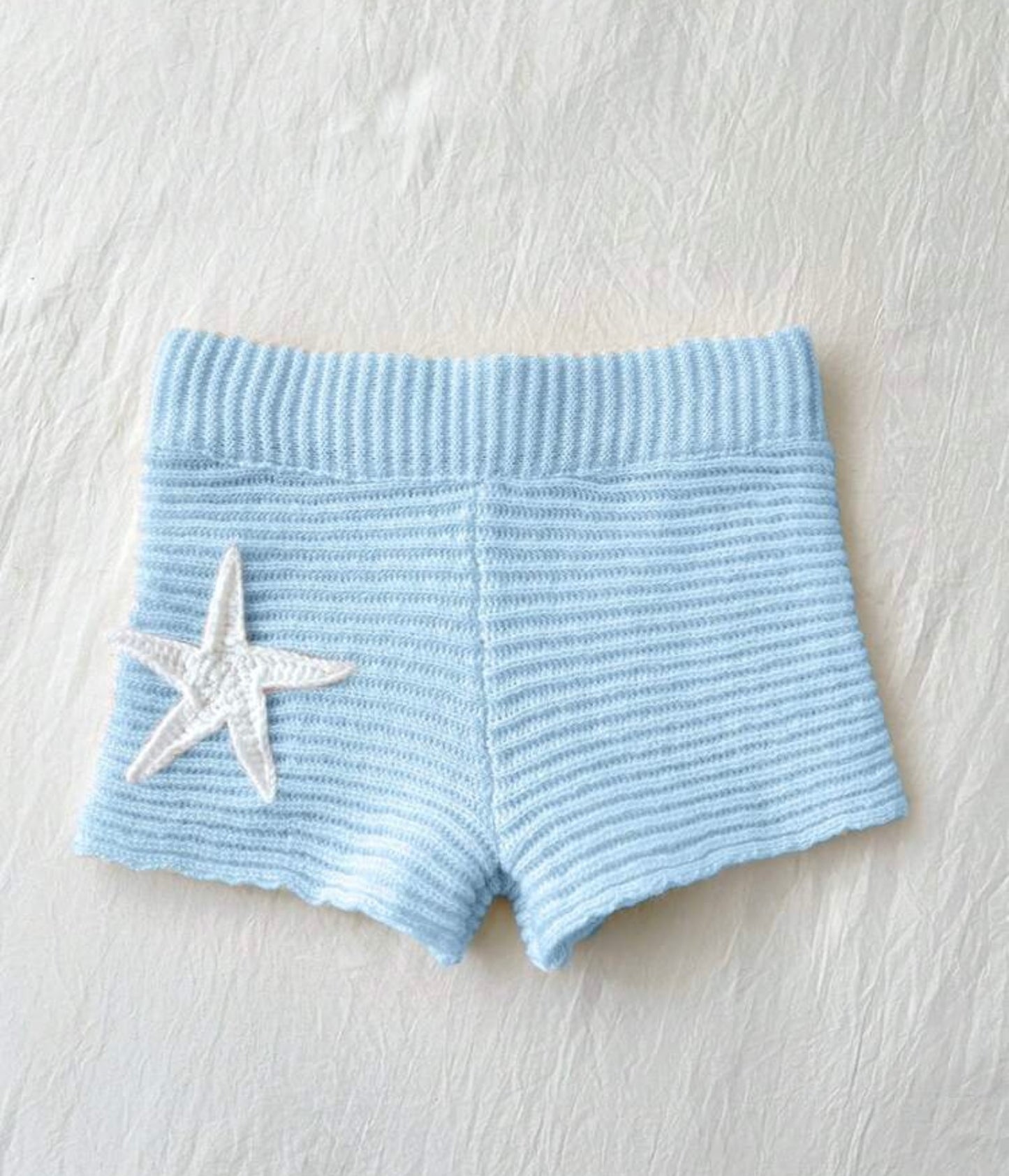 Knit Shorts With White Starfish