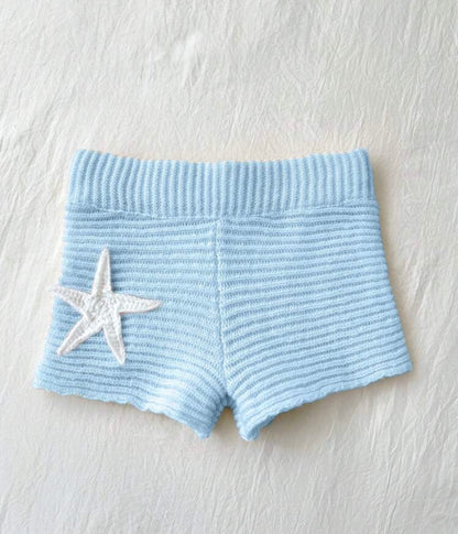 Knit Shorts With White Starfish