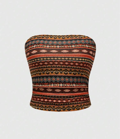 Tribal Print Strapless Tube Top