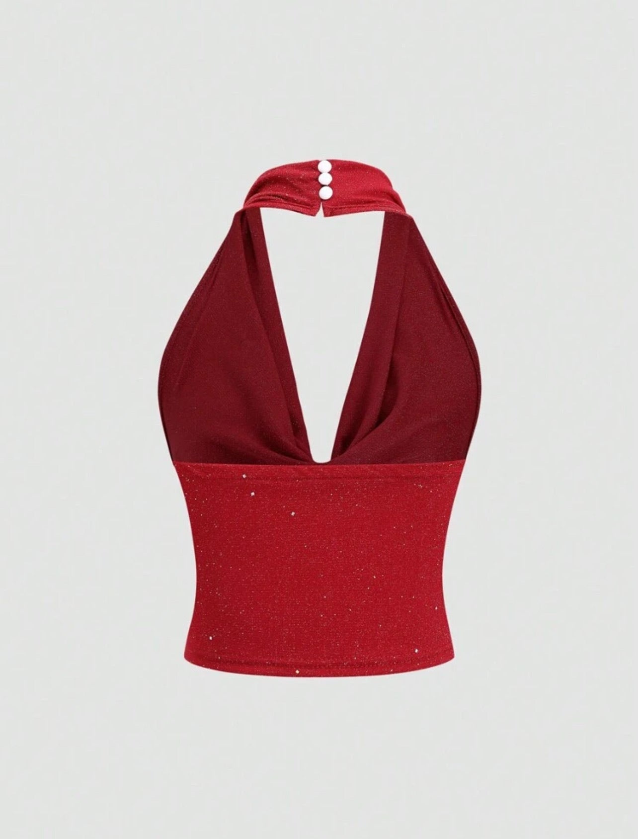 Halter Neck Glitter Top With draped Neckline