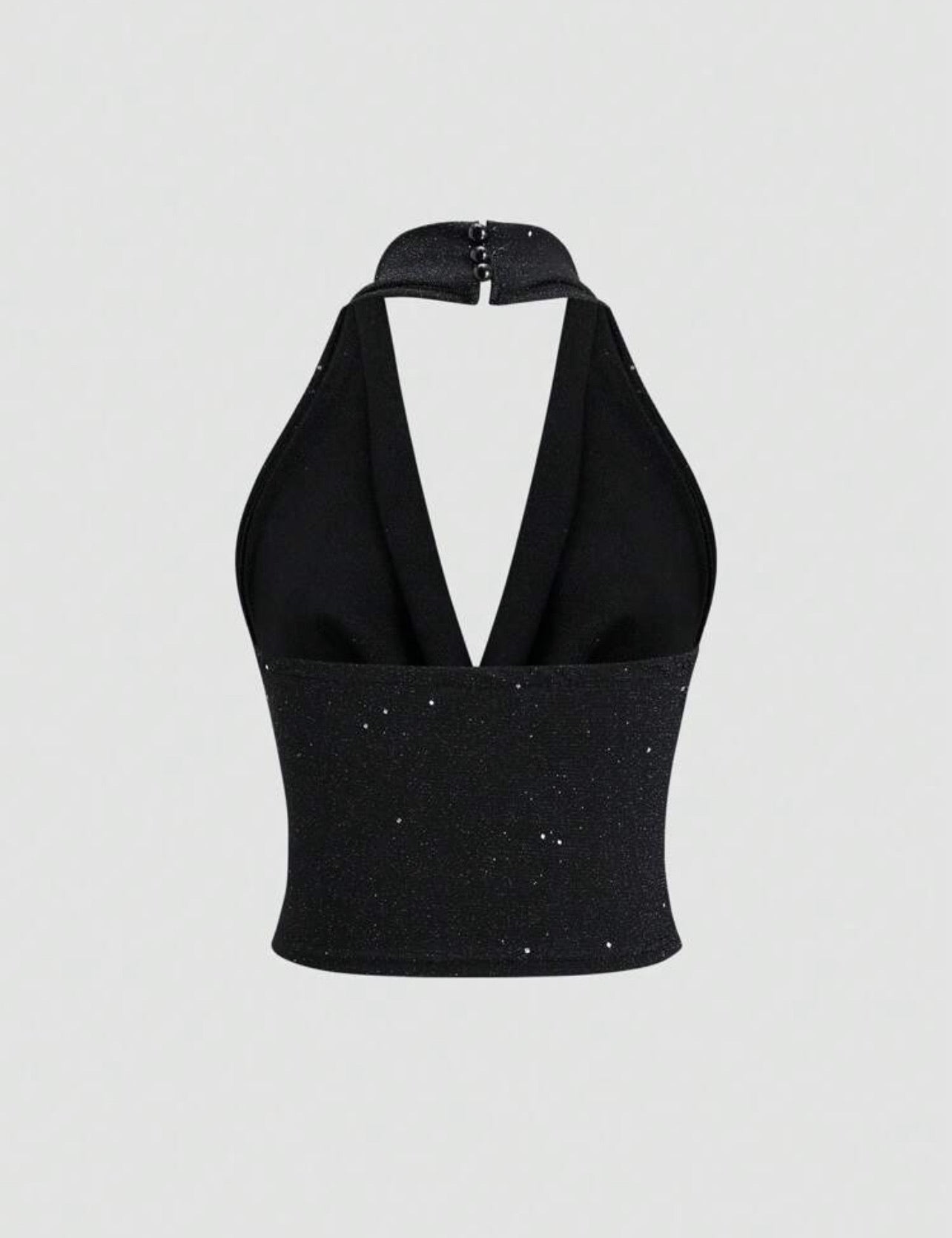 Halter Neck Glitter Top With draped Neckline
